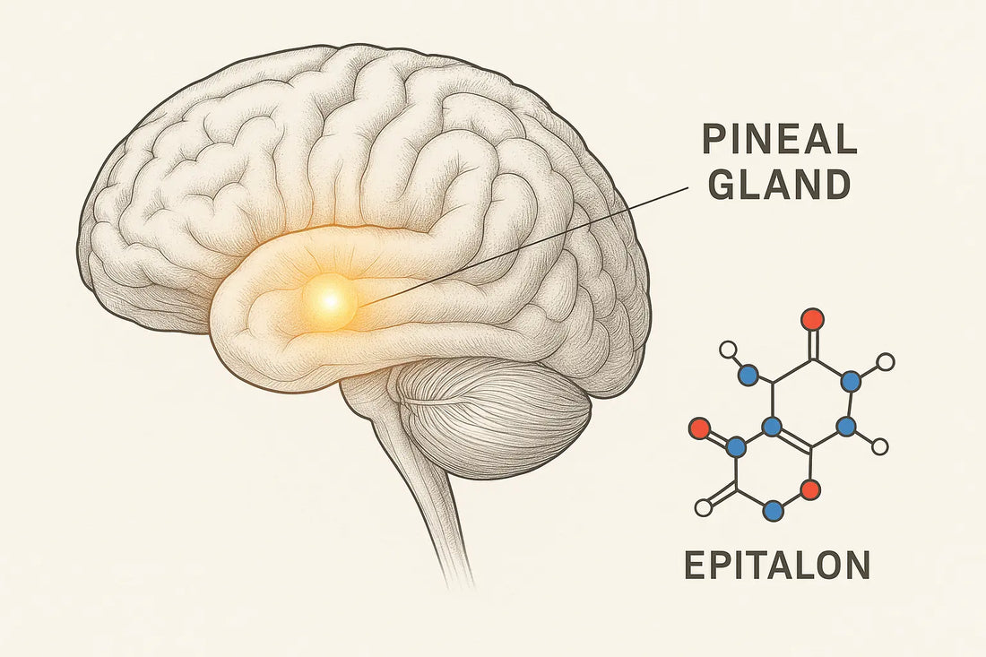 Illustration of the pineal gland in a brain and epitalon